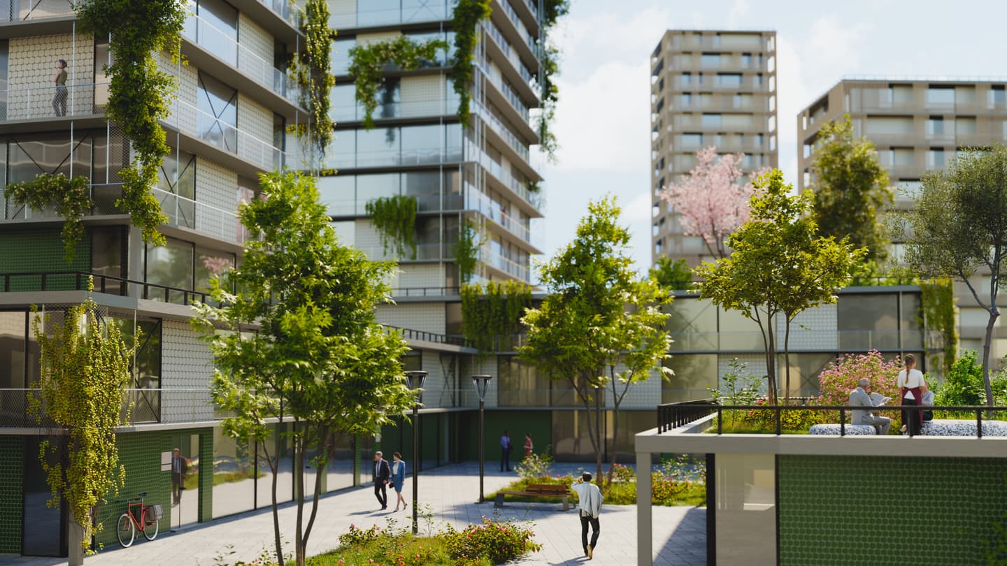 city with buildings and greenery